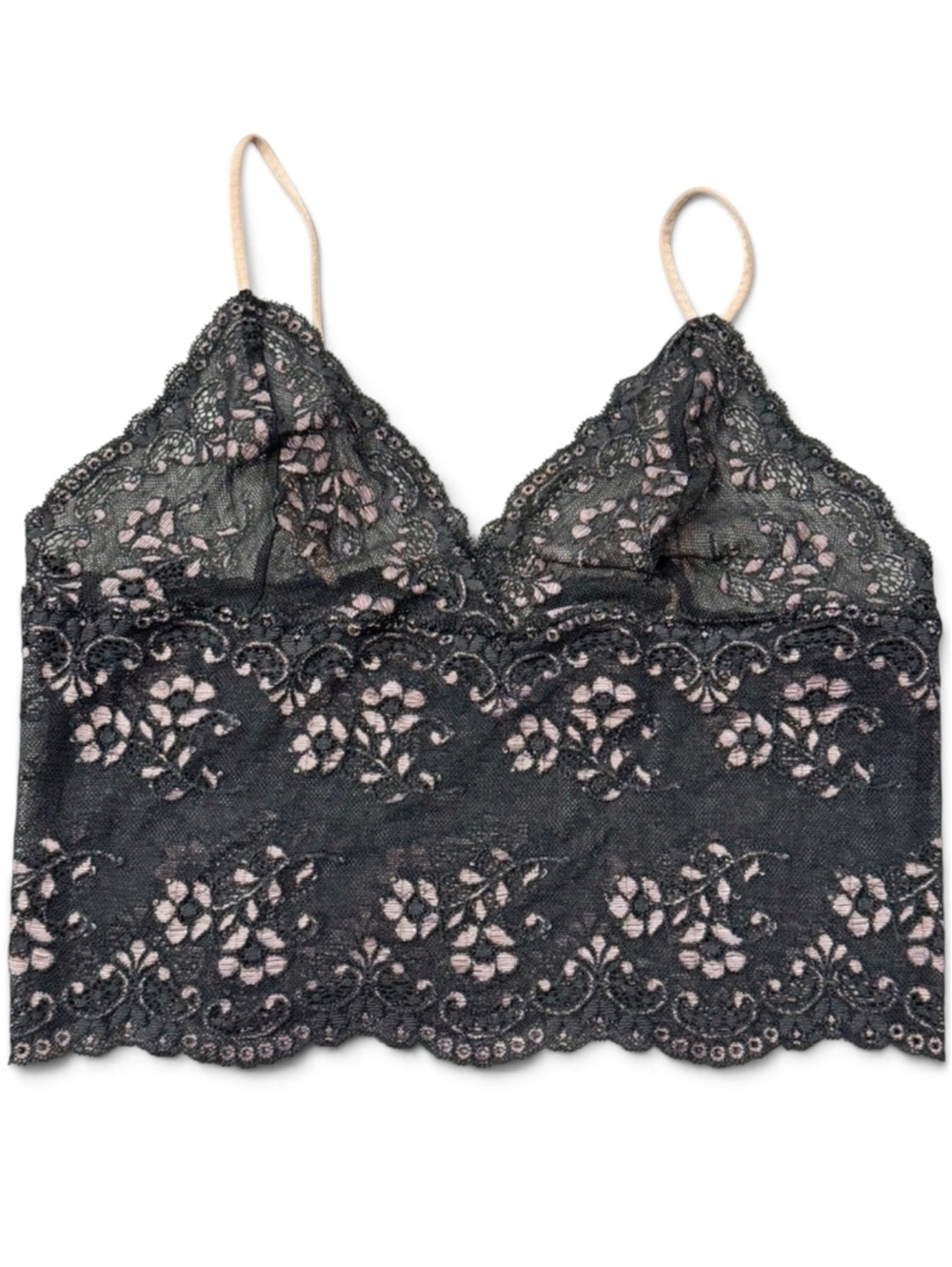 Vintage 2003 Victoria’s Secret Y2K Charcoal Pink Lace Longline Bralette S